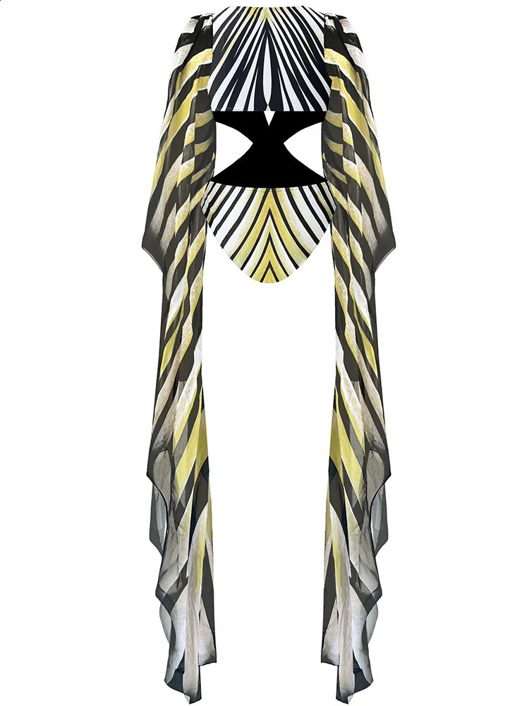 Vzvn 2026 for Women Swimwear Bodysuit Sexy Fashion Print Swim Suit Bathing Suit Beachwear Long Sleeve One Piece Swimsuit 260415
