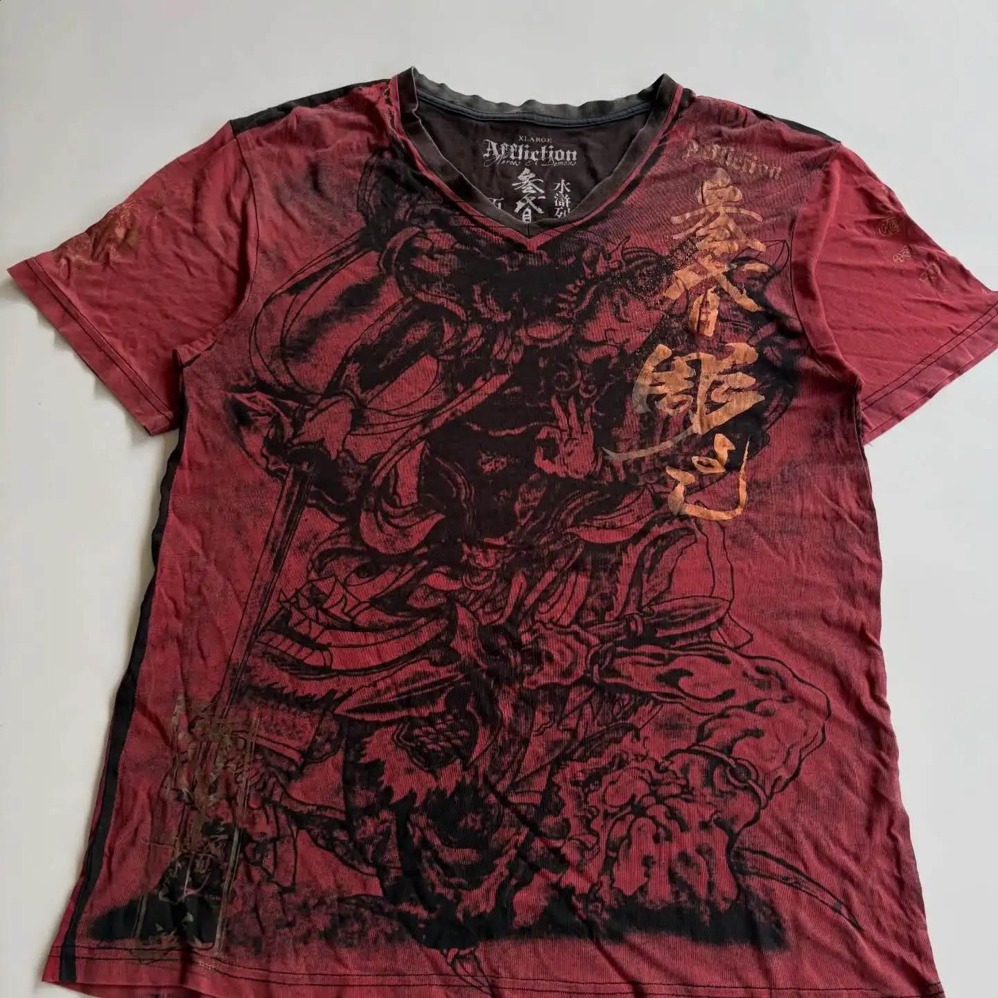Y2K Red Gothic Thorn Totem Printing Harajuku Style T Shirt High Street Broken Feeling Mens Short Sleeves Couple Collocation 260415