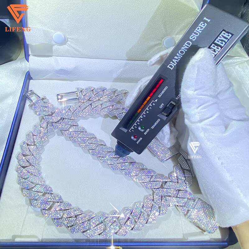 Custom 20mm Cuban Chain Necklace Fashion Jewelry for Women Girls with Personalized Name Moissanite Diamond Necklace