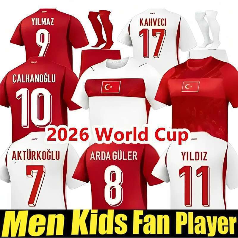 2026 World Cup Turkey Soccer Jersey DEMIRAL Kokcu 2025 Calhanoglu YILDIZ Turkiye national football team Football Shirts HAKAN Men Uniforms kids kits ARDA GULER