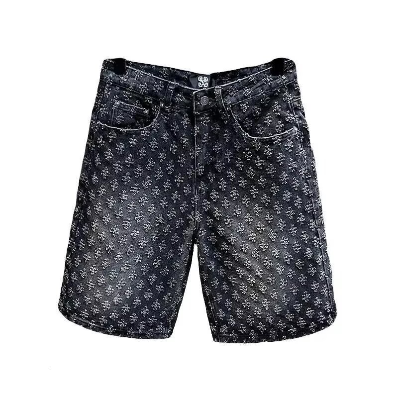 2026 New Designer Luxury Brand Summer Breathable Fashion American Casual Retro Ripped Denim Shorts Straight Tube Loose Commercial Street Versatile