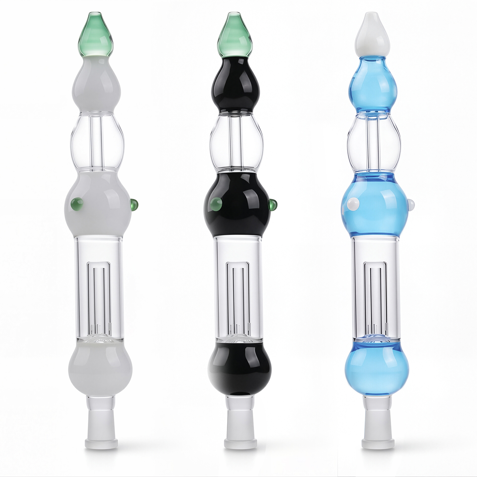 BreathingGlass 10.3 inches Nectar Collector Calabash Style Colorful Pro 14mm Titanium Quartz Ceramic Nail Clip