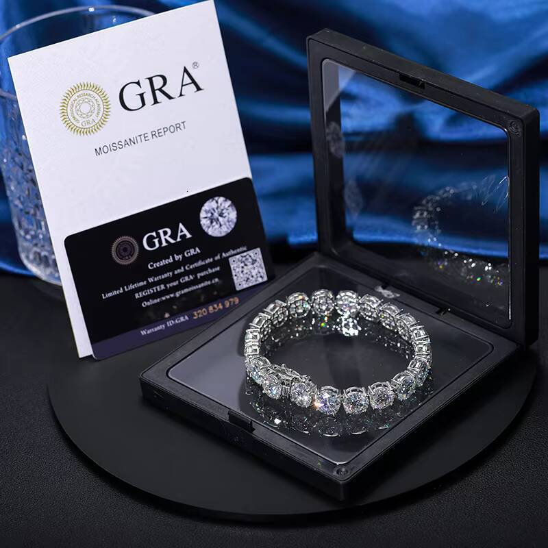 Drop Shipping Big Guy 6mm 925 Sterling Silver Real VVS Moissanite Diamond Tennis Bracelet Fine Jewelry for Men Women