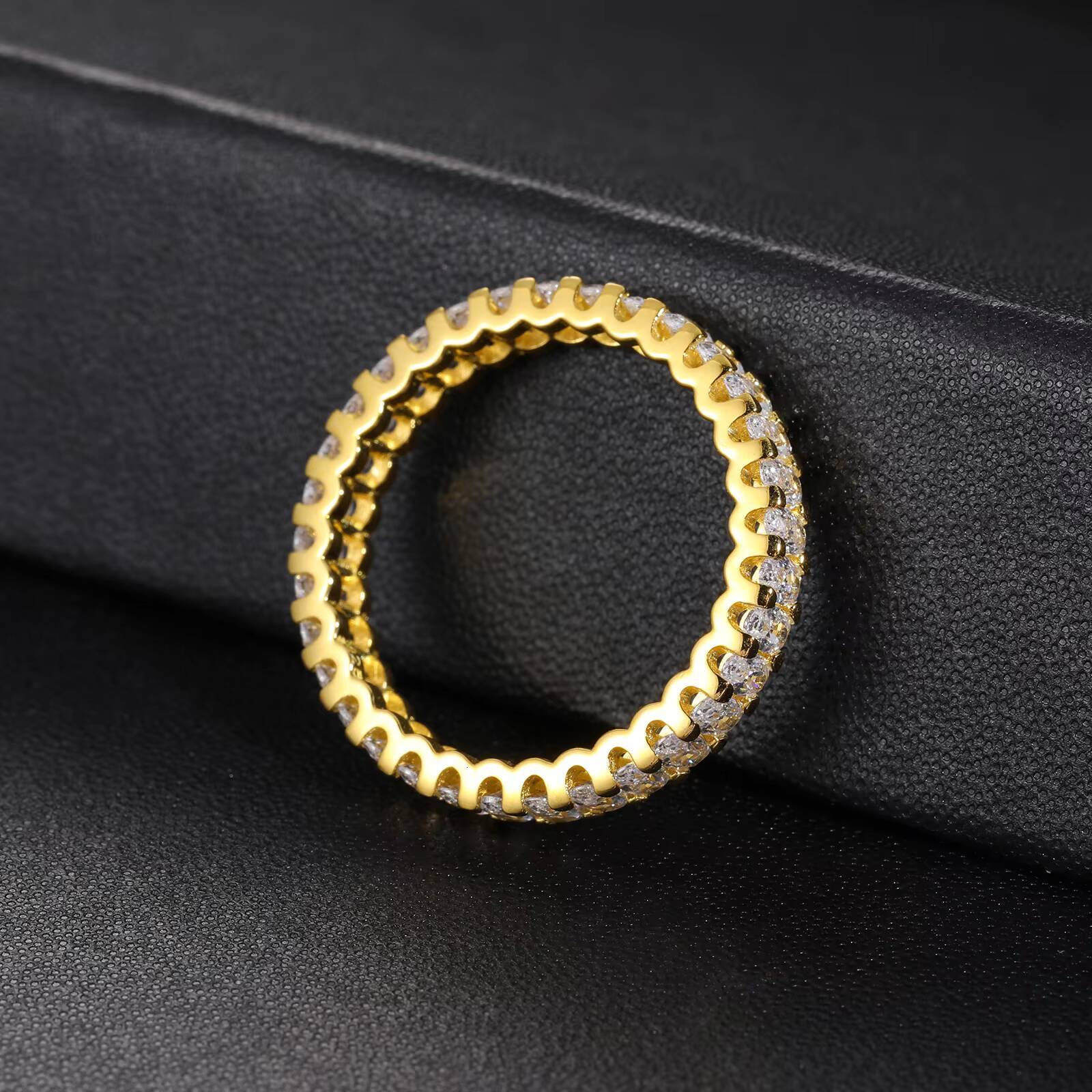 Dropshipping 4mm Oval Cut Moissanite Eternity Ring 925 Sterling Silver VVS Mossanite Diamond Fashion Engagement Ring