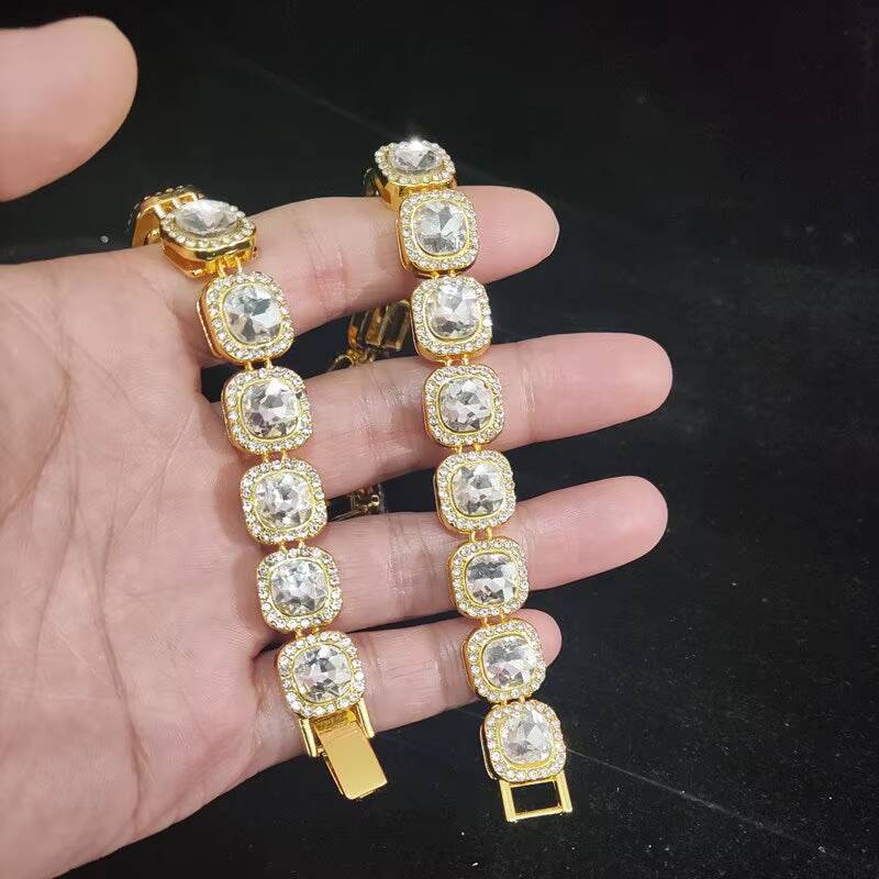 Hip Hop 8mm Clustered Iced Out Chain Necklace 925 Sterling Silver Vvs Moissanite Tennis Chain