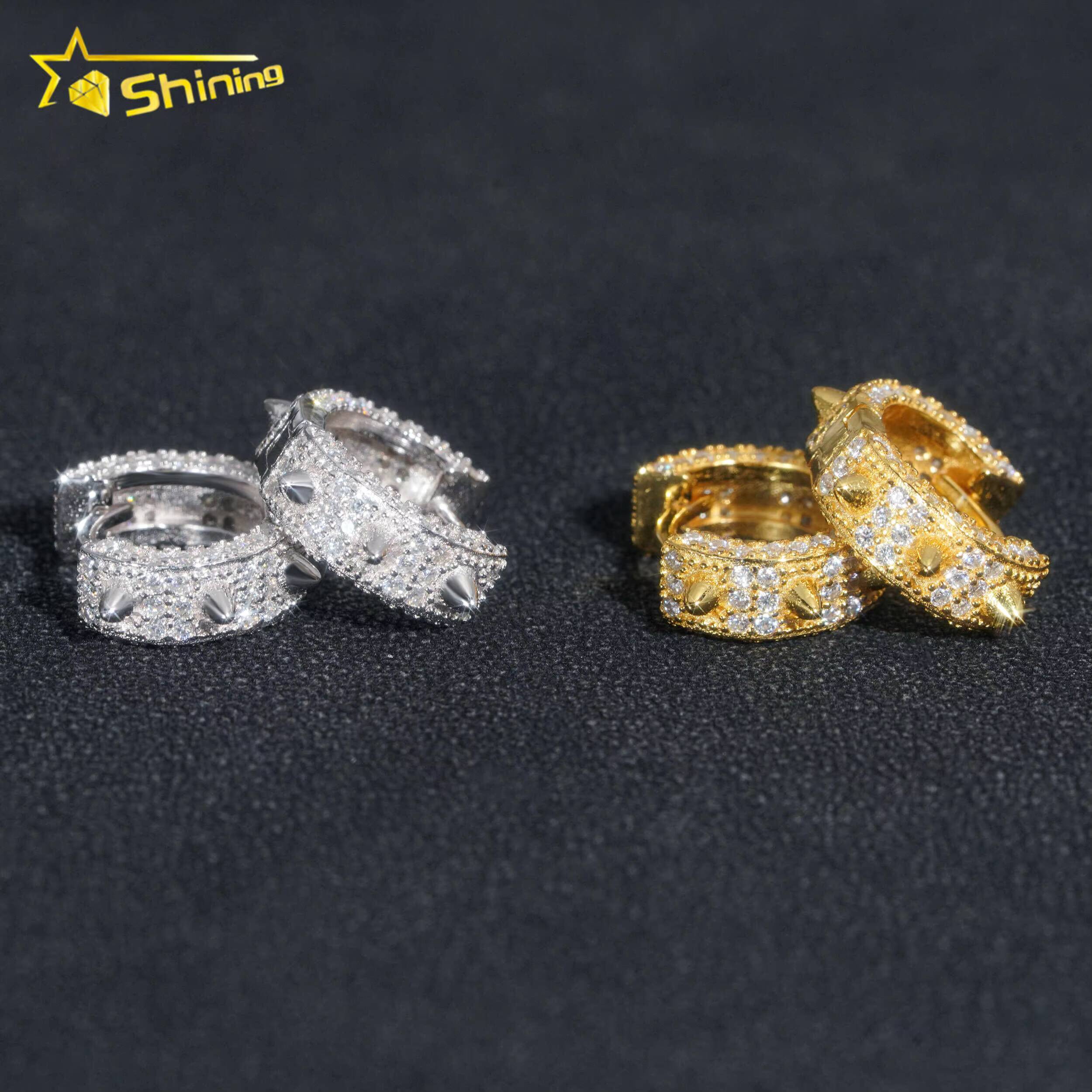 Hot Hoop Earring Fine Jewelry 925 Sterling Silver Gold Plated Iced Out VVS Diamond Moissanite Earrings