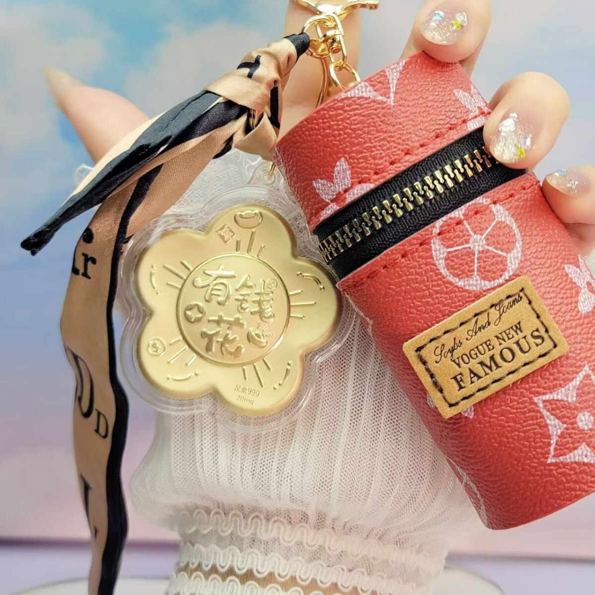"Get Rich Soon" Red Envelope Series Cultural Creative Gourd Pendant Keychain Bag Ornament Gift a5