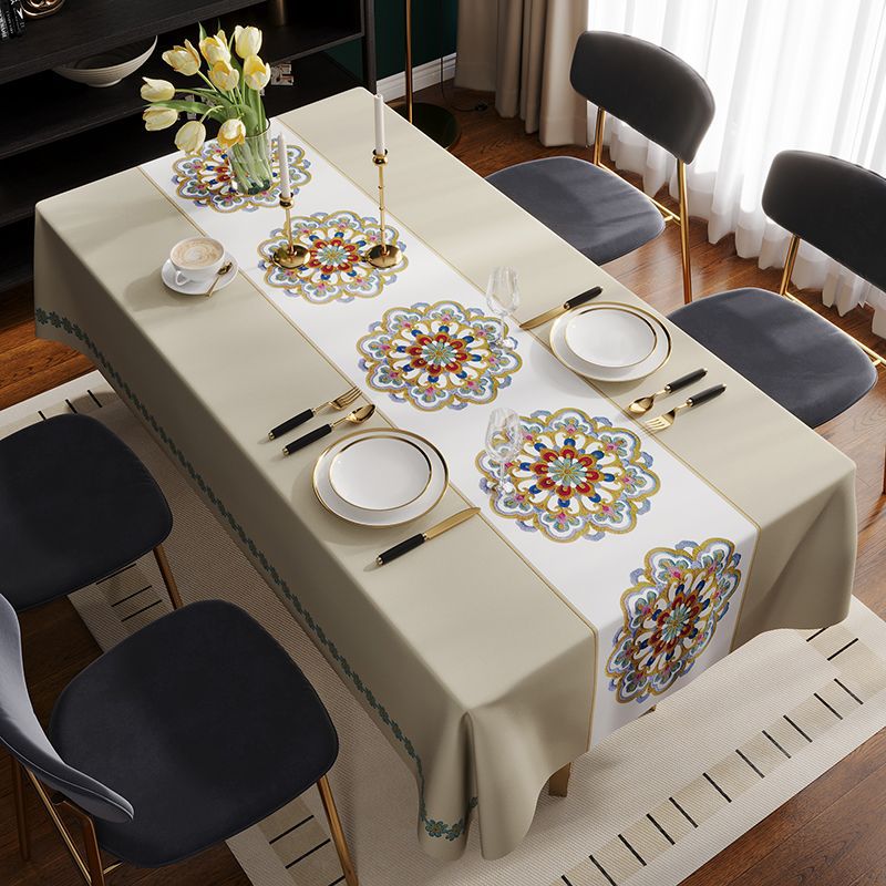 YL-38501 Custom-made premium-feel light luxury tablecloth, waterproof, oil-proof, heat-resistant, wash-free, new coffee table cloth/dining mat.