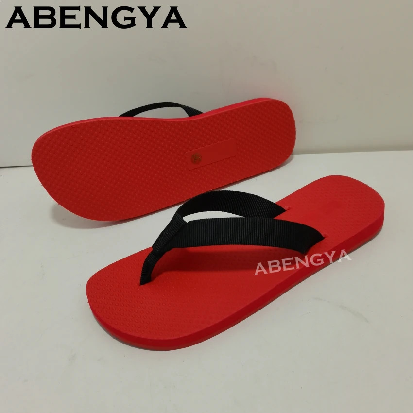 Summer Red Sole Flip Flops Flat Slippers For WomenMen Thick Sole Lazy Mules Casual Vacation Beach Slides Couple Shoes 260415