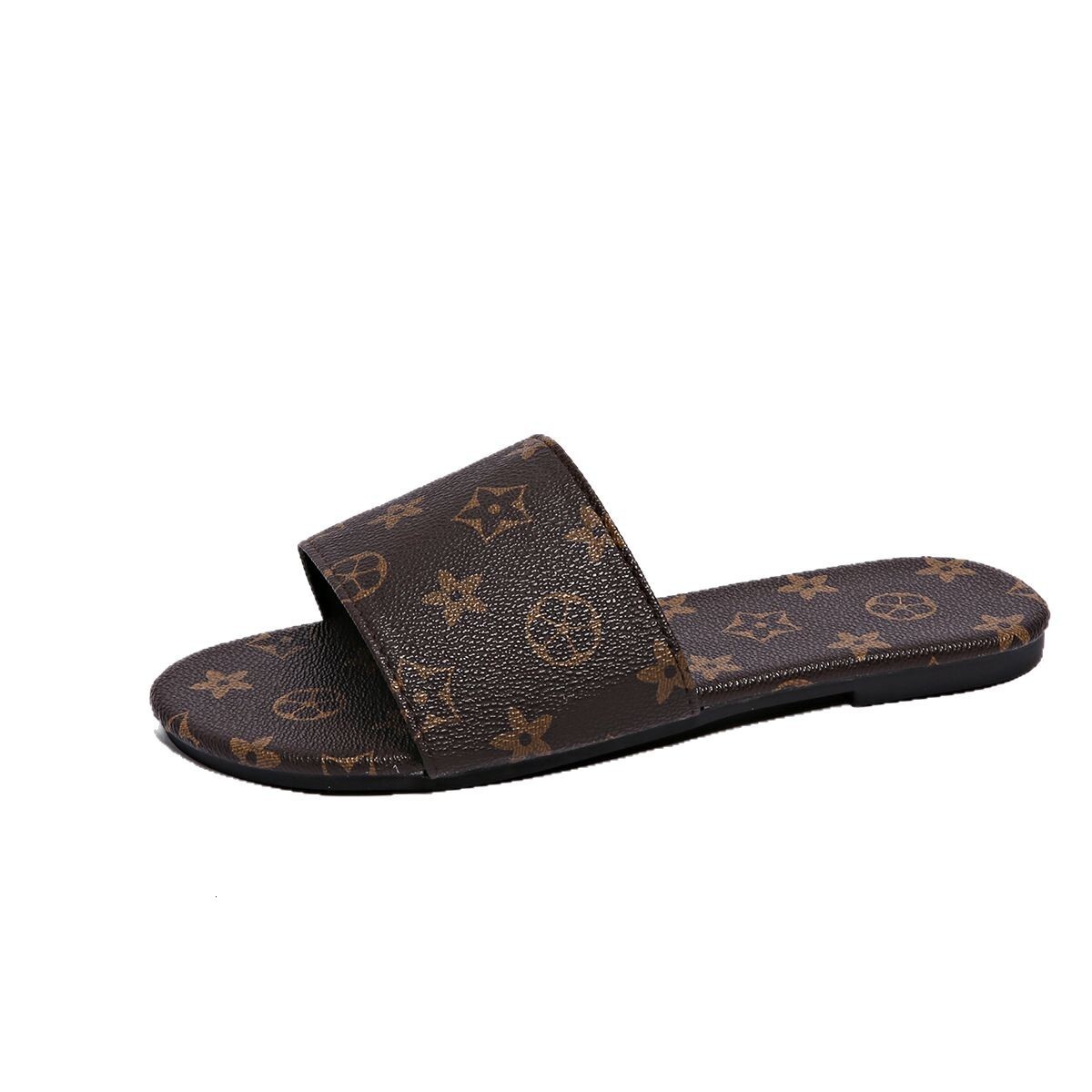 Large Size Flat Women For Outdoor Wear, Summer New Model, Leather Round-Toe Women's Slippers