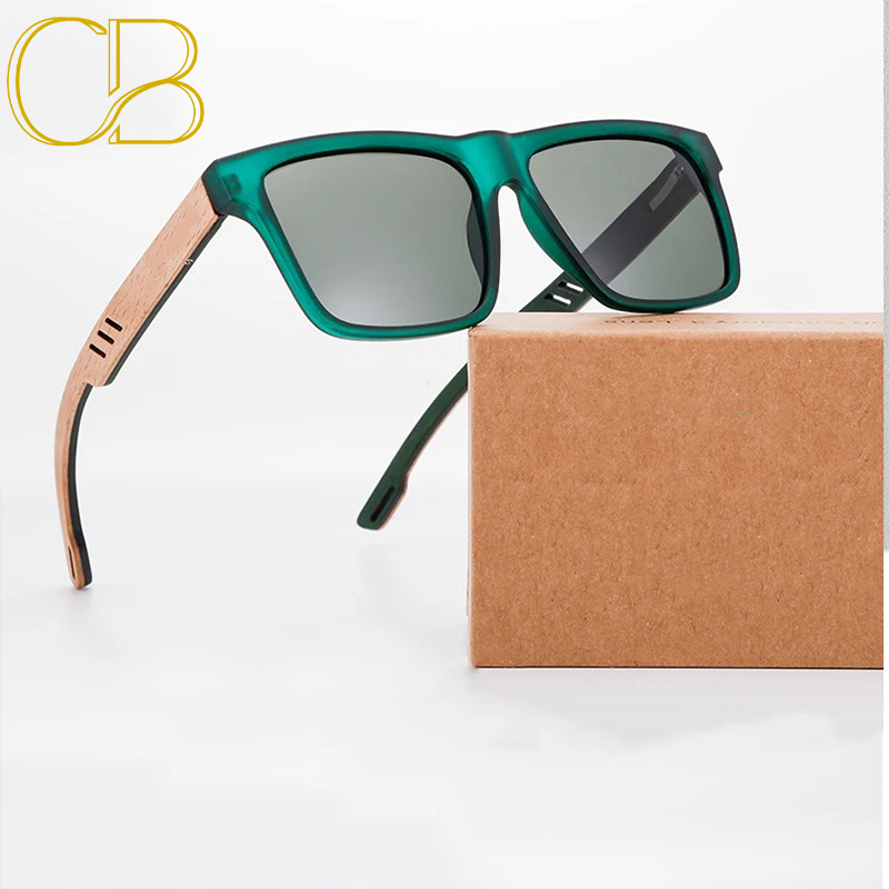 Wood Grain Polarized Sunglasses Men New High Quality Square Sun Glasses Bamboo Fashion Prescription Myopia Mirror Sports Driving Fishing Summer Beach 