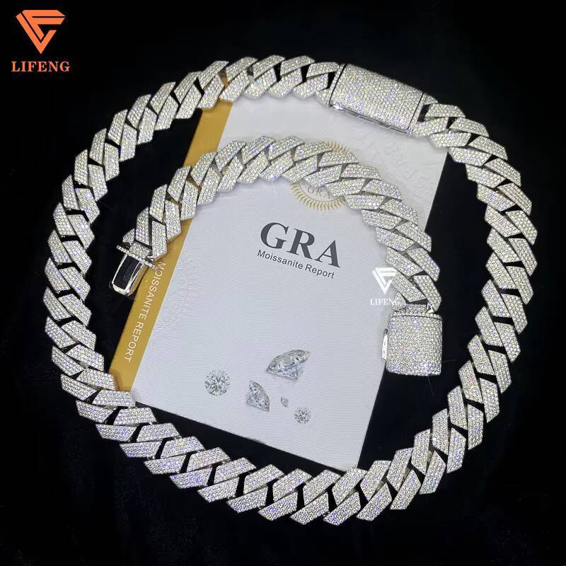 20mm Miami Moissanite Cuban Link Chain Necklace 925 Silver 18k Gold Plated Men Hip Hop Rock Cuban Link Chain Fine Jewelry