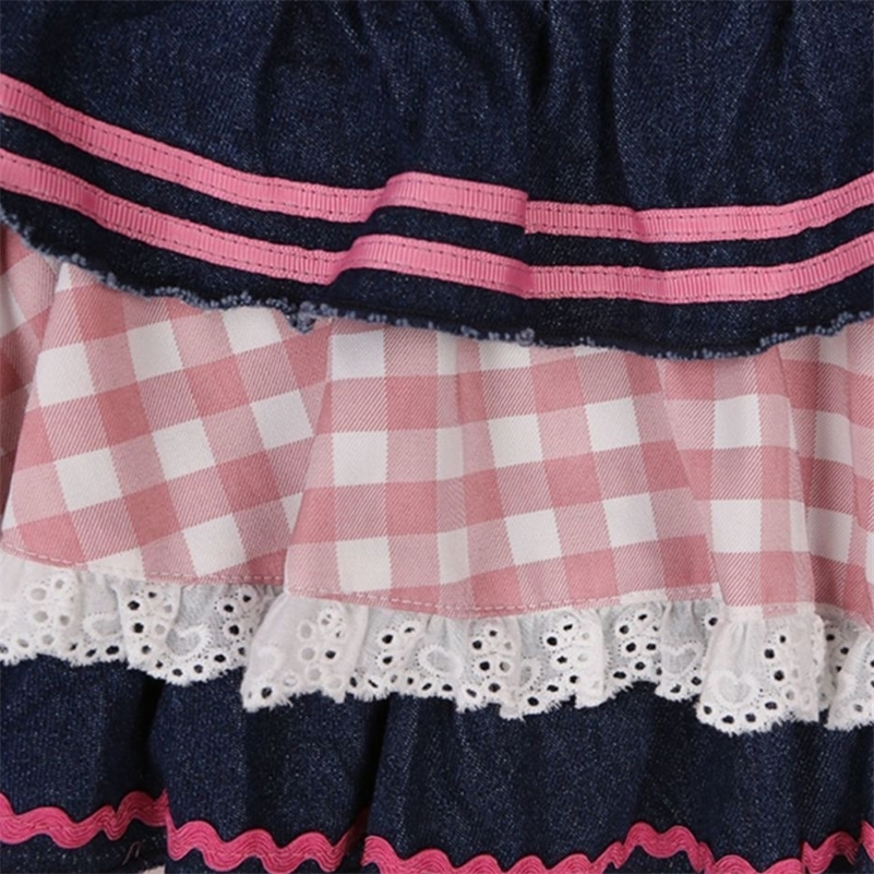 Preppy Style Lolita Kawaii Skirts Japanese Sweet Mini Women Harajuku Cute Ball Gown Denim Skater Y2K High Waist Lace Cake Skirts 260415