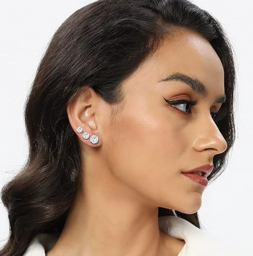 S925 Four-Prong Super Sparkling Zircon Simple Elegant Niche Versatile High-End Anti-Allergy Women's Exquisite Earrings