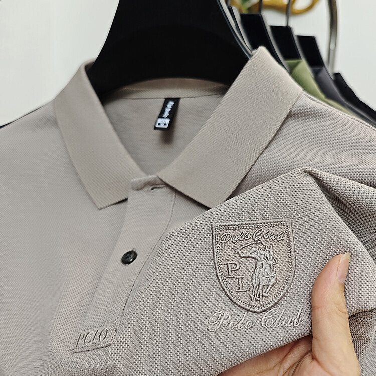 2026 New Designer Luxury Brand Fashionable Pure Cotton Men's Short Sleeved T-shirt Summer Breathable Simple Polo Shirt Versatile Casual Men'