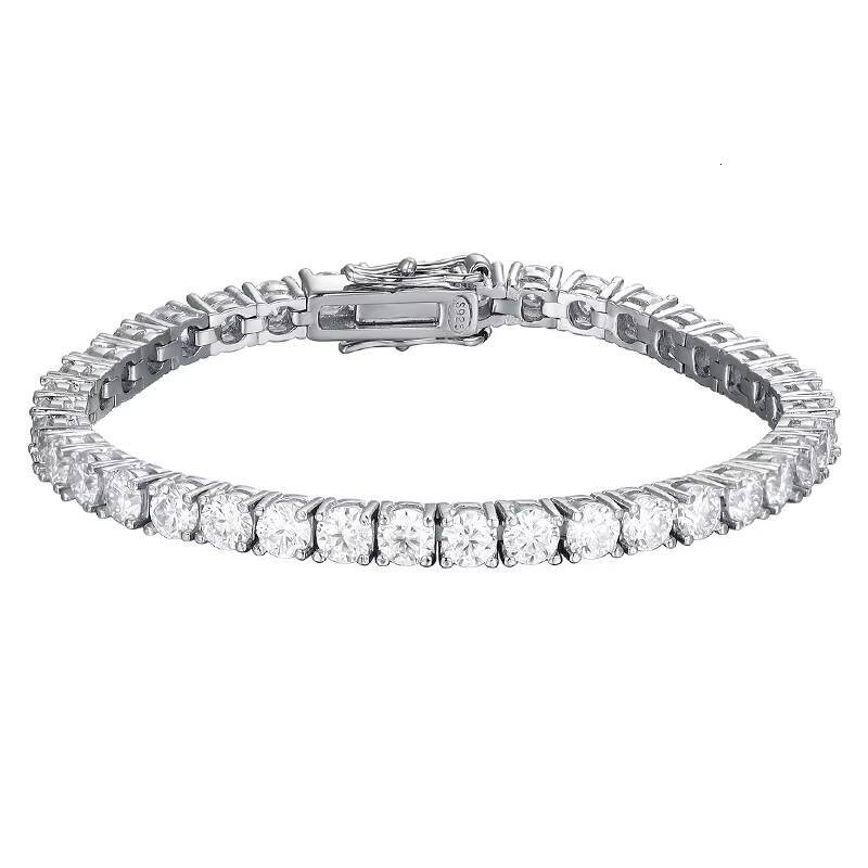 Fine 4mm Moissanite Bracelet for Men and Women Couples S925 Sterling Silver Moissanite Tennis Bracelet