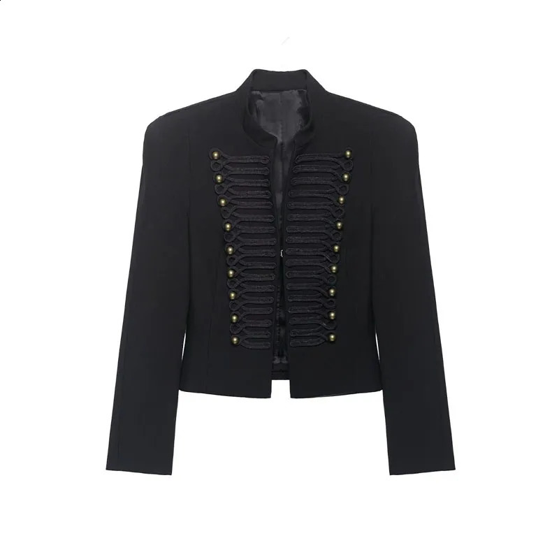 Womens Jacket Short Blazer RopeBraided Decoration Gold Button Epaulette Wear 2026 Spring Coat 260415