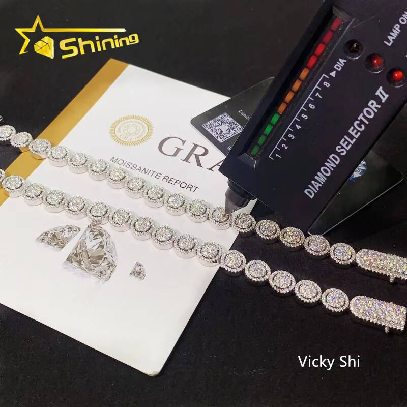 Hip Hop Jewelry 10MM Iced Out VVS Moissanite Cuban Bracelet Custom 925 Sterling Silver Mens Luxury Bracelet