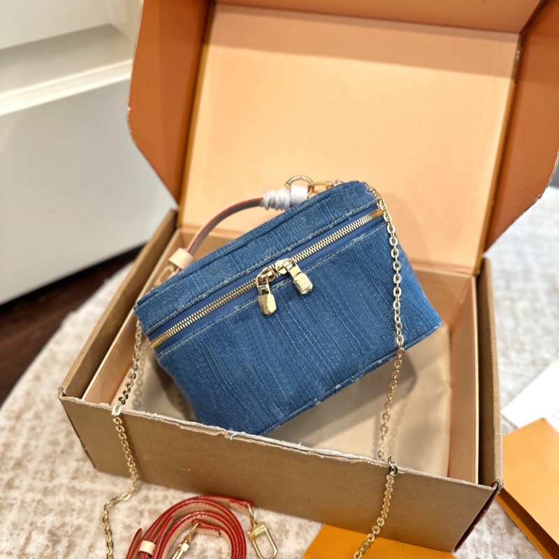 Nice Mini Denim Vanity Toiletry Cosmetic Bags Designer Makeup Bag Make Up Travel Cases Women Lady Chain Shoulder Bags Girls Pouch Wash Tote Handbag Purse Wallets