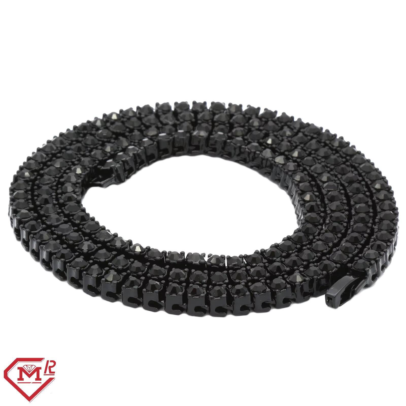 Hiphop Jewelry Black Tennis Necklace 925 Sterling Silver Pass Testter VVS Moissanite Tennis Chain