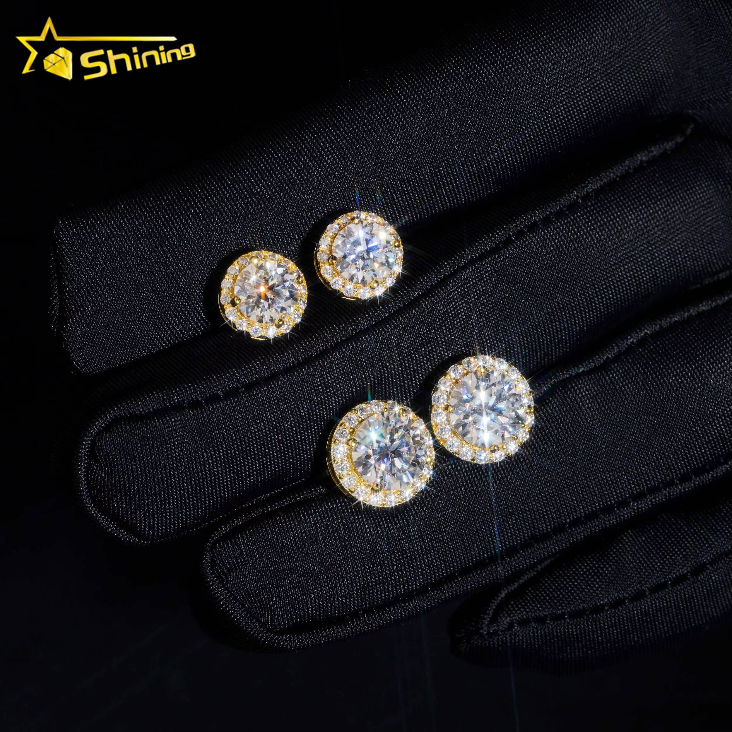 Ready to Ship New Arrivals Classic Pass Diamond Tester 925 Silver Gold Plated VVS Diamond Moissanite Stud Earring