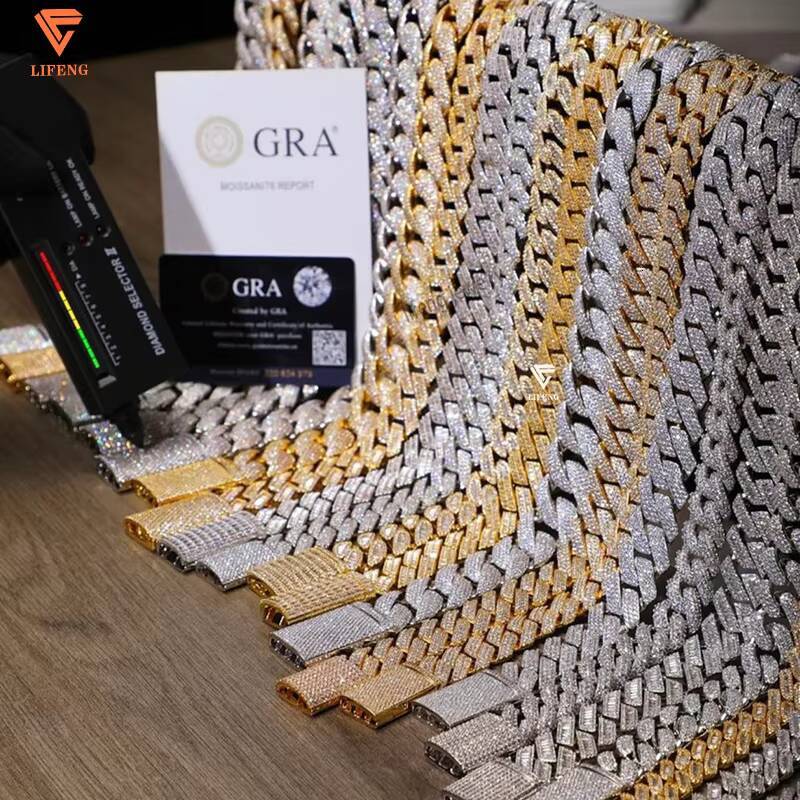 8mm Hip Hop Rope Chain Iced Out VVS Moissanite Diamond Fine Jewelry Pendant Necklace Charm for Women 925 Sterling Silver Chain