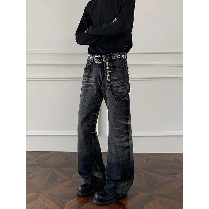 Cleanfit cat whisker gradient jeans for men autumn niche n pants American retro straight leg micro flared 260415BJ