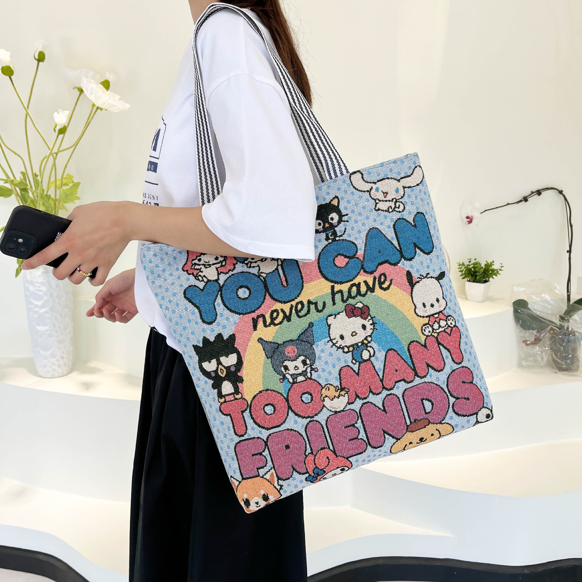 Cross-border e-commerce bestseller: large-capacity shoulder bag, student tutoring bag, fashionable women's bag, embroidered bag, commuter bag