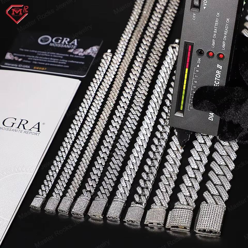 Fully Iced 20MM Iced Out VVS Moissanite Diamond Cuban Link Chain Gold Plated Customize Moissanite Cuban Chain