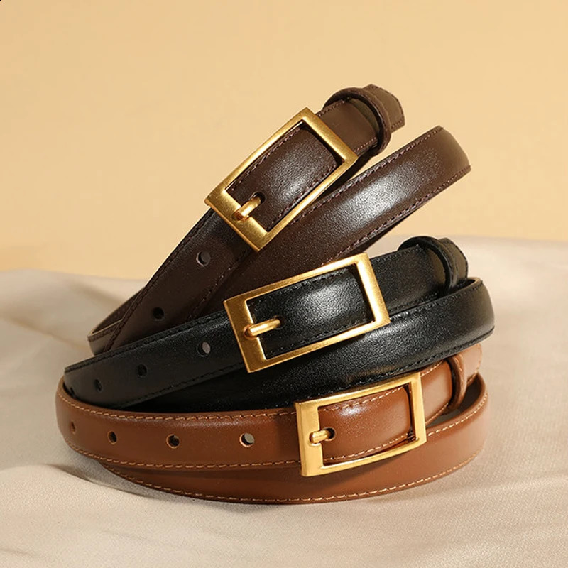 Suede Cowhide Belts Womens Leather Belt Skinny Waist Belt for Dresses Jeans Pants with Gold Squar Buckle 260415