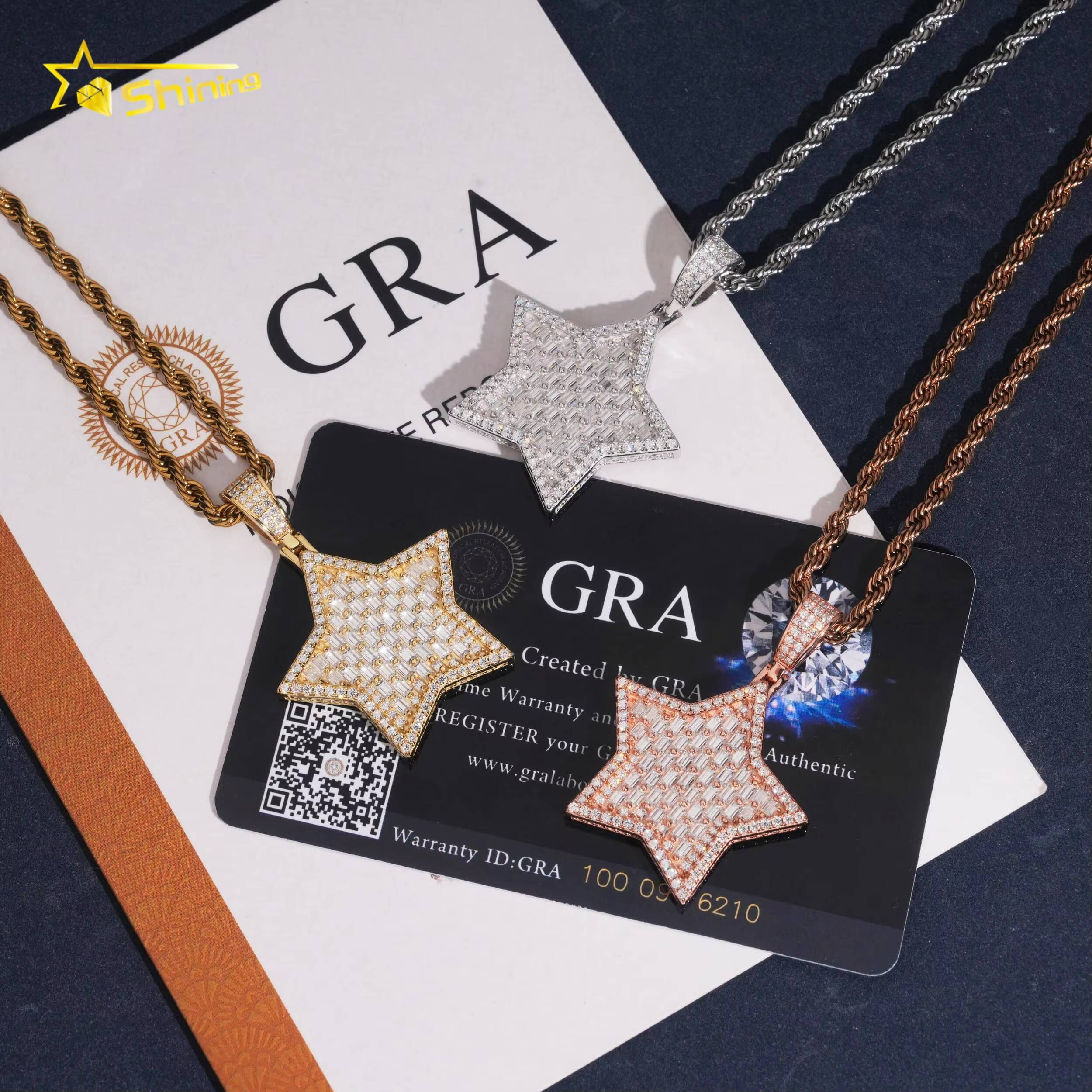 925 Sterling Silver New Design Moissanite Charms Pass Diamond Tester VVS Moissanite Iced Out Pendant Hip Hop Jewelry