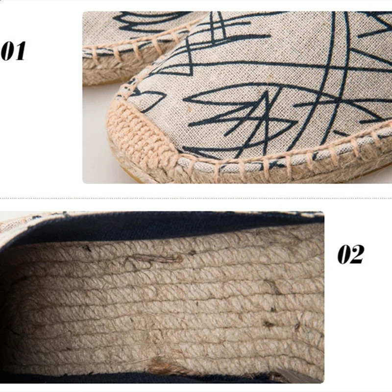 Mens Espadrilles Men Patchwork Slip on Summer Shoes Loafers Breathable Canvas Shoe Jute Wrapped Women Shoes Unisex 260415 - view 6
