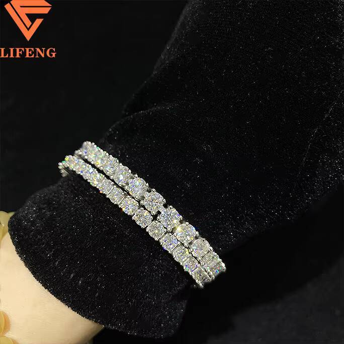 High Quality 5MM Moissanite Tennis Chain 925 Silver Hip Hop Single Row Tennis Chain Moissanite Stone Diamond Necklace for Men