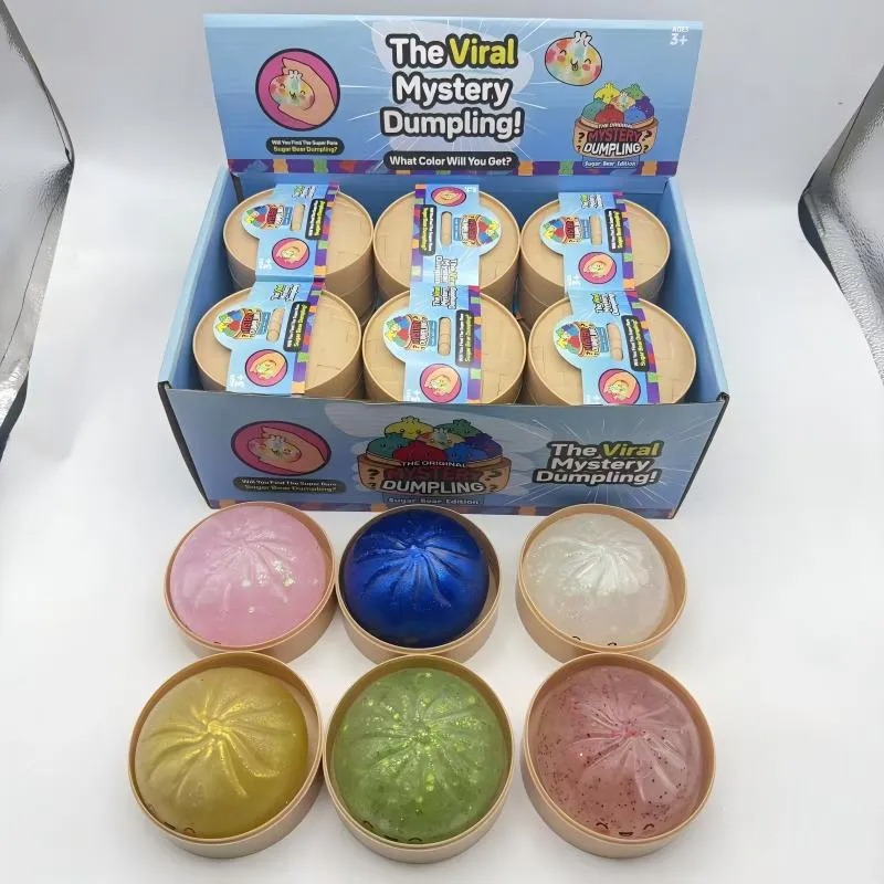Colorful Dumpling Squishes NeeDoh Stress Balls Fidget Sensory Toys Simulation Food Squishies Bun with Steamer Squeeze Dough Ball Gifts BY sea