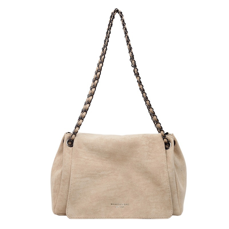 Foreign Trade New Suede Velvet Autumn and Winter Season Solid Color Large Women Trendy Underarm Chain Crossbody Bag