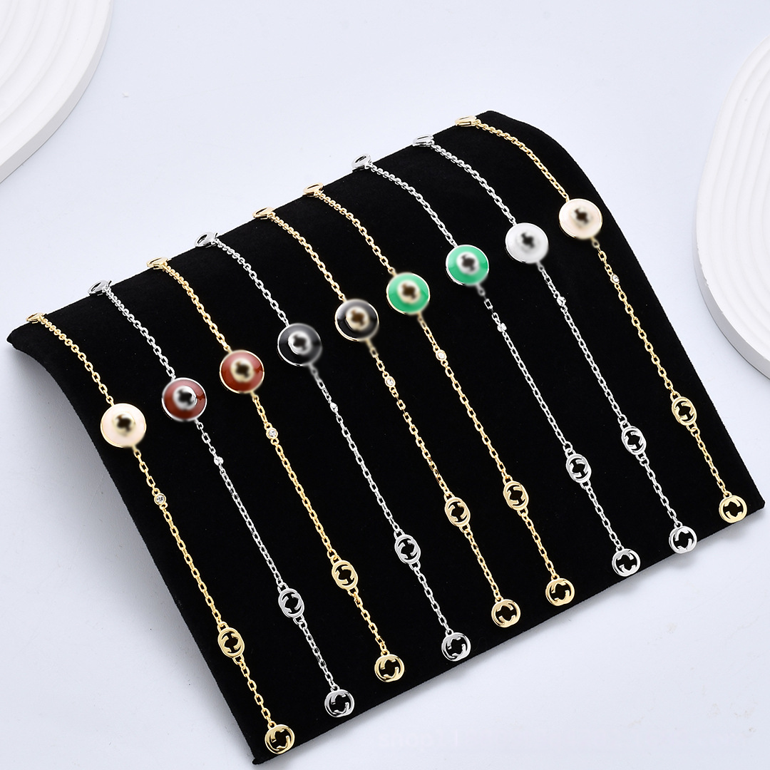 Designer Bracelets Vintage Enamel Bracelet with Letter Charms Christmas Valentine's Day Gifts