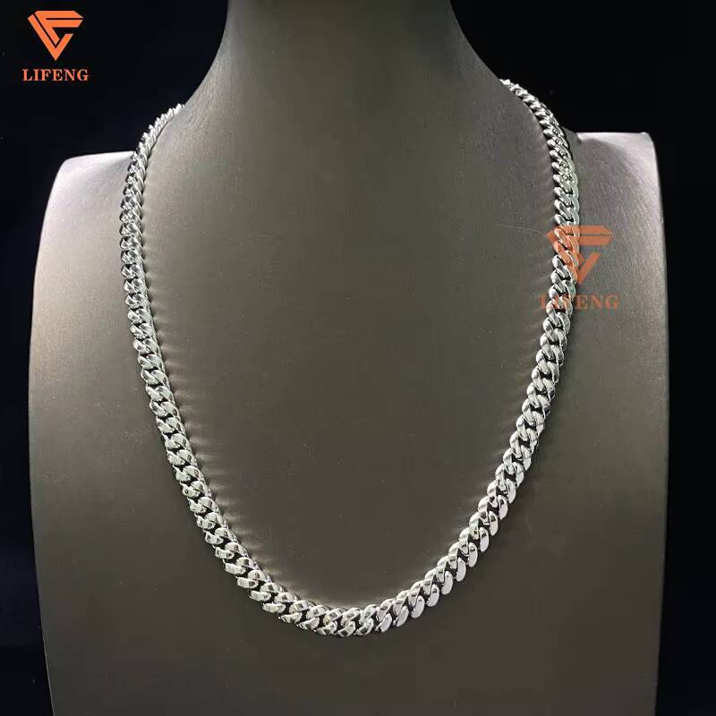 Custom Men Hip Hop 18k Gold Plated Solid 925 Silver Fine Jewelry 14mm 15mm Miami Cuban Link Chain Plain Necklace Without Diamond