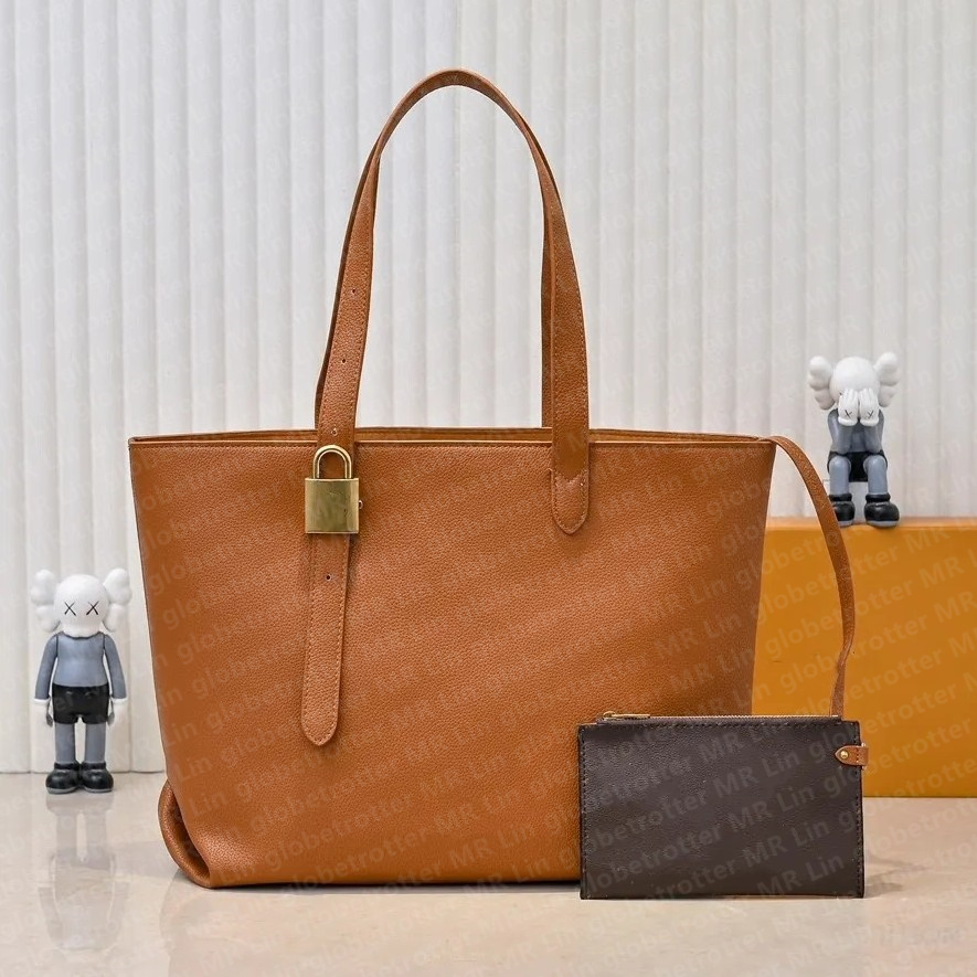 Designer Tote Bags, Solid-Color Mini Tote Bags, Luxury Padlock-Adjustable Handle, Leather Handbags, Beach Bags, Wallets, Women's Handbags