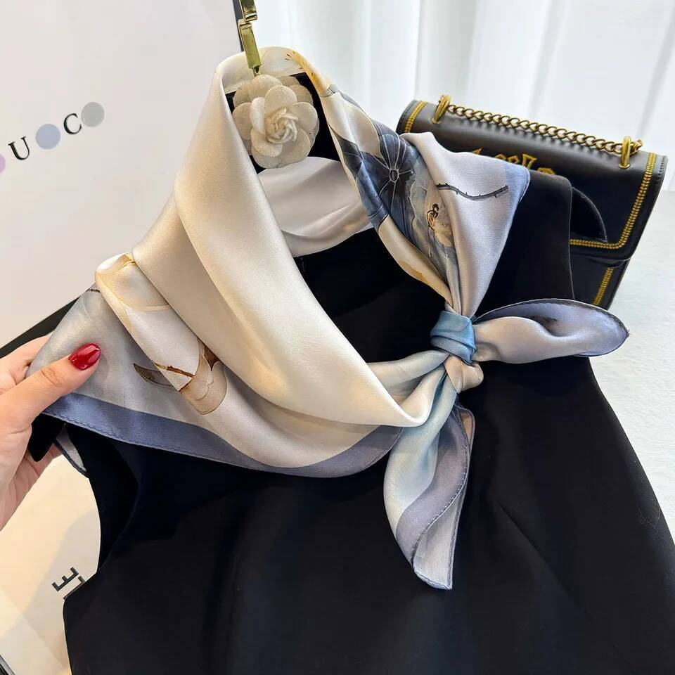 100% Natural Silk Scarf Women Foulard Female Shawl Wrap elegant High Quality Square Neckerchief for Lady Hijab Bandana Scarves