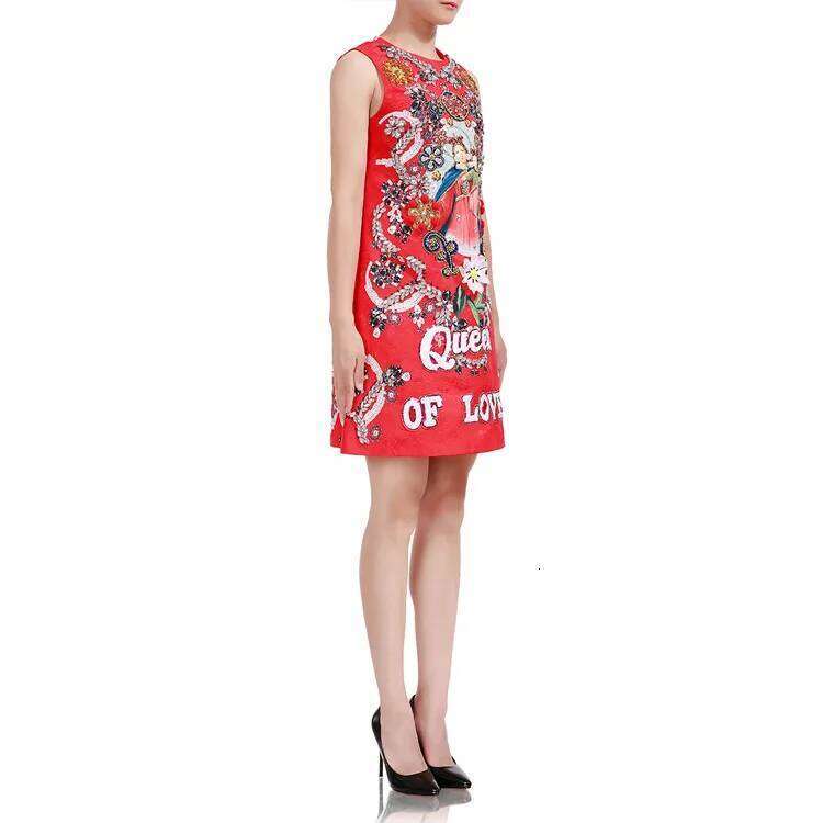 Luxury New Year Women Embroidery Dress A line Sleeveless Beading Pencil Straight Dresses Red Shinny Party Evening Clothing MAKOUFEI