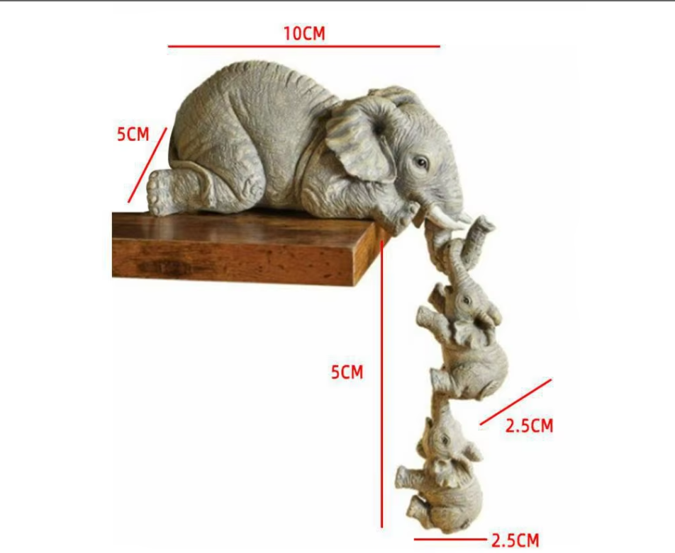 Resin Elephant Baby Ornament Decoration Ins Creative Home Ornament Garden Three Elephants Family