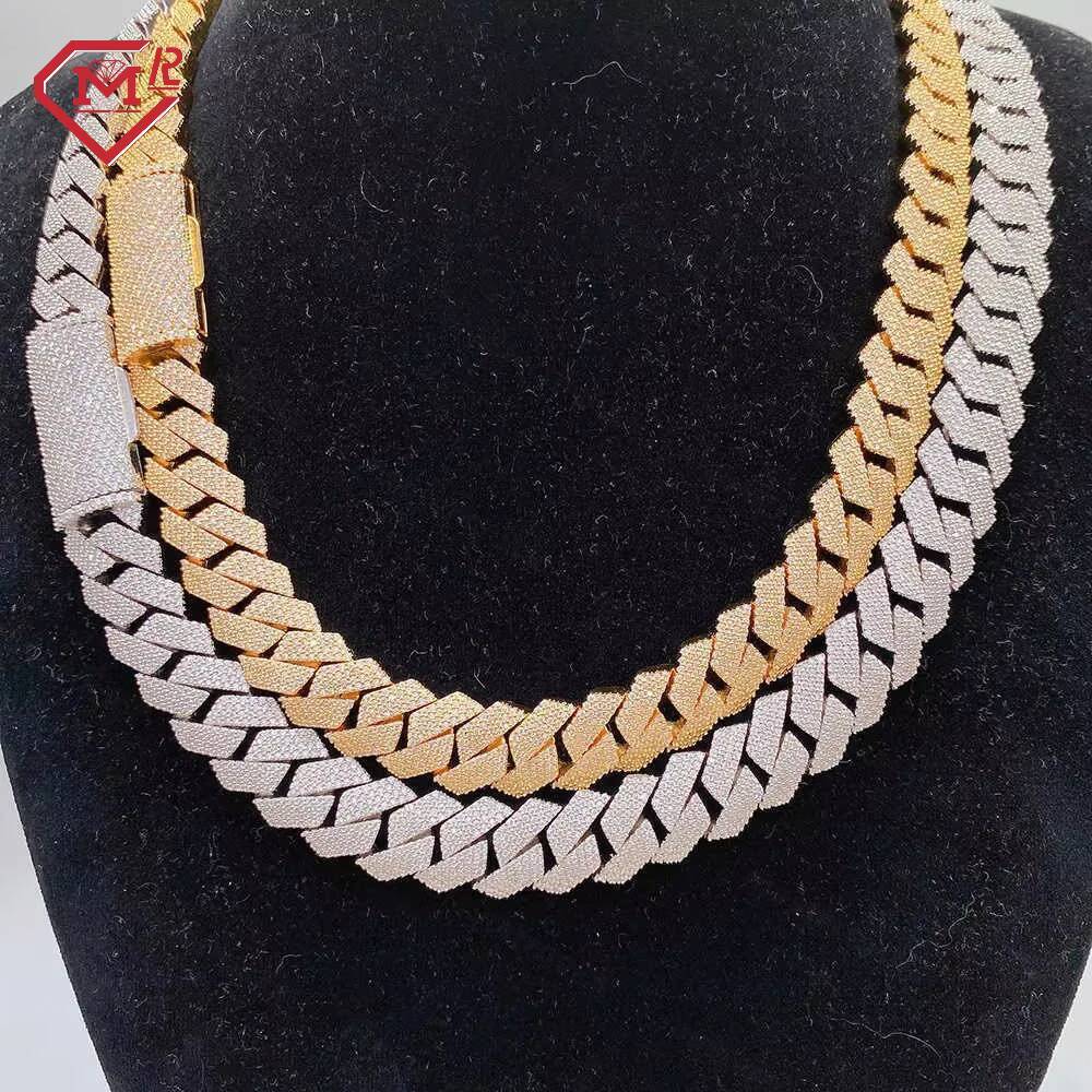 Custom 18mm 3rows Iced Out Vvs Moissanite Cuban Men Necklace Hip Hop Moissanite Cuban Chain