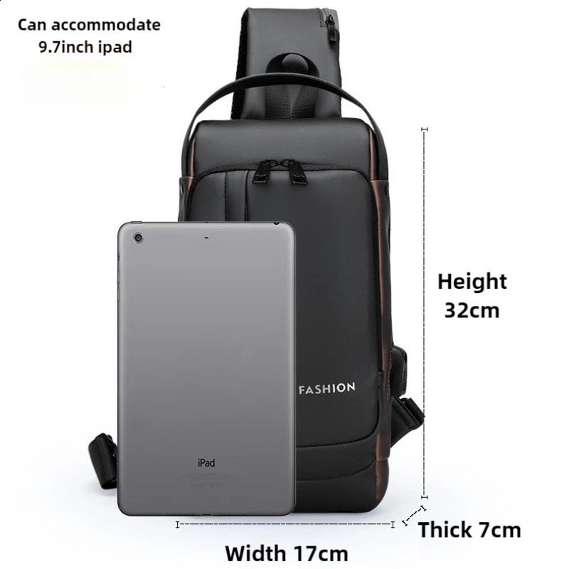 Men Anti Theft Chest Bag Shoulder Bags USB Charging Crossbody Package School Short Trip Messengers Bags Mens Oxford Sling Pack 260415