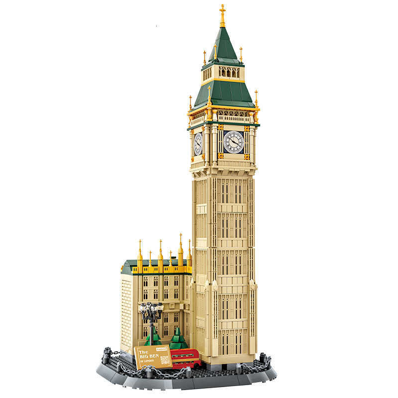 Big Ben, the Elizabeth Tower in London, UK, World Architecture Model, Cross-Puzzle Building Toy X250509