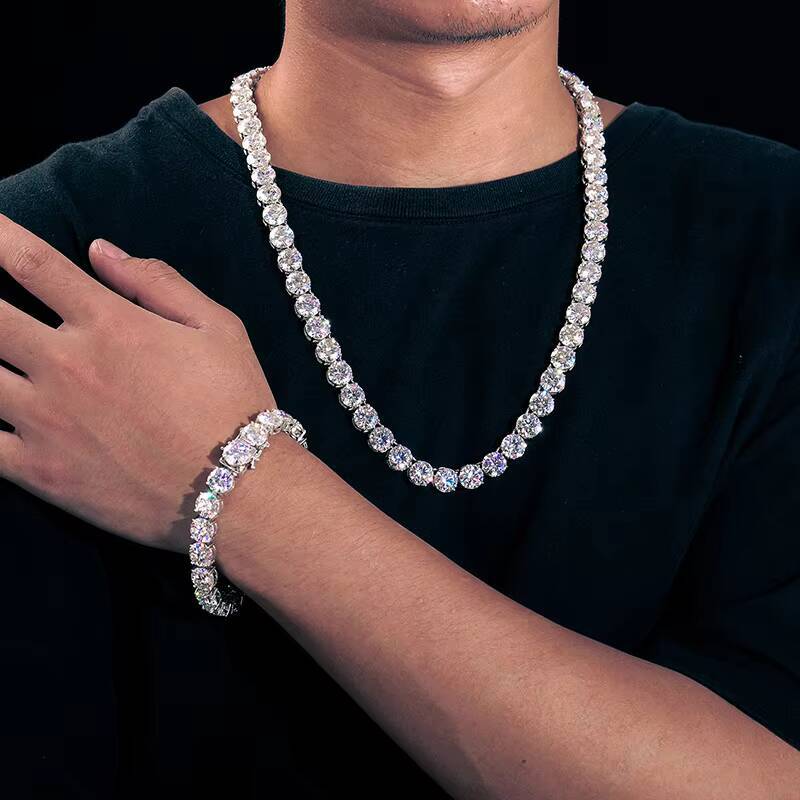 Drop Shipping Big Guy 6mm 925 Sterling Silver Real VVS Moissanite Diamond Tennis Bracelet Fine Jewelry for Men Women