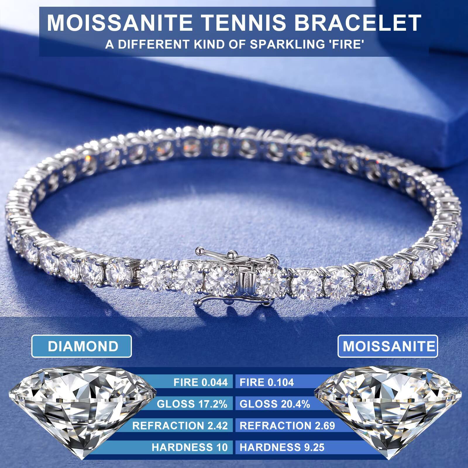 Hot Selling Pulseras Fashion 3mm-6mm 18K Gold Plated 925 Sterling Silver VVS Moissanite Diamond Classic Tennis Bracelet