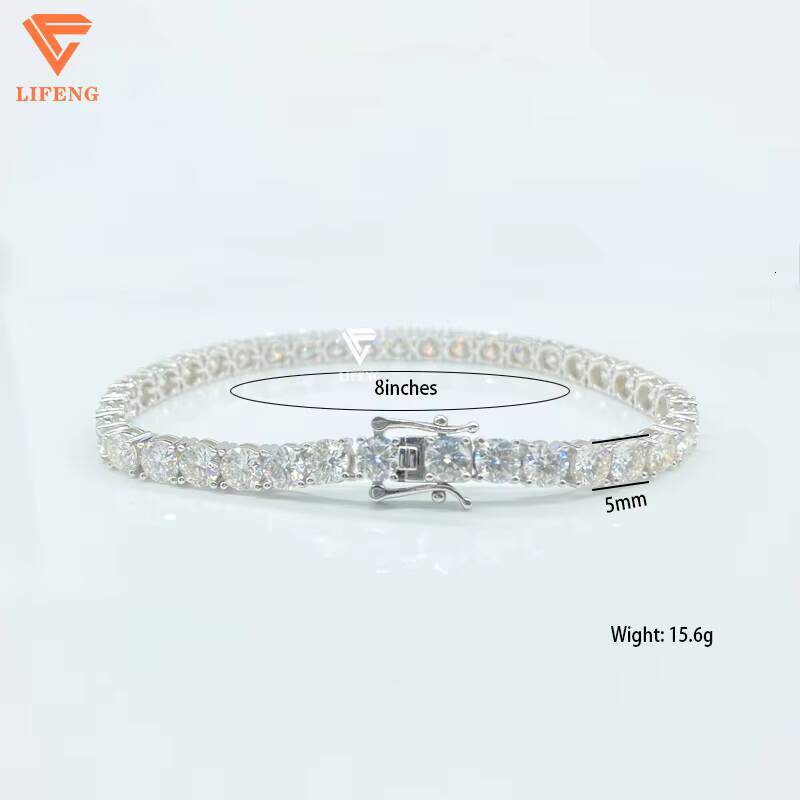 Wholesale 925 Sterling Silver Hip Hop Tennis Bracelet Necklace Set 5mm White Yellow Rose Gold Diamond Moissanite Gold Plated