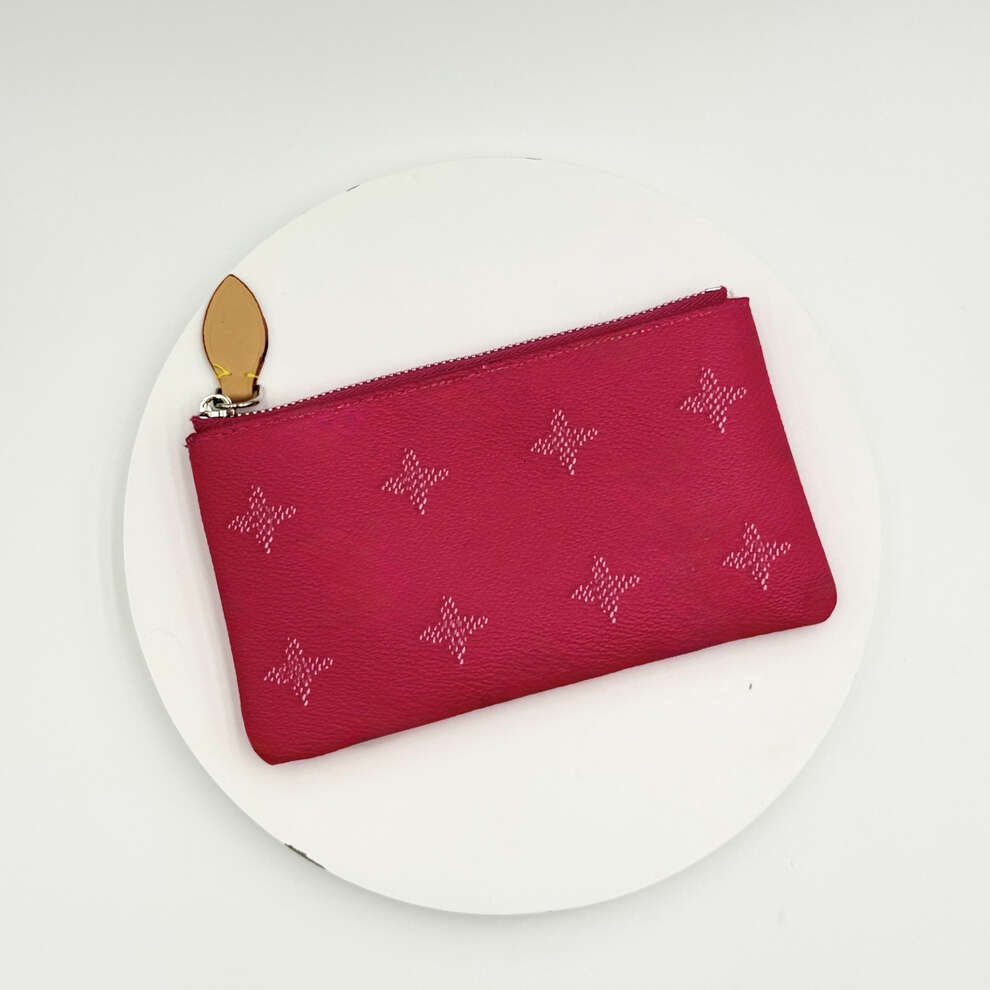 Fashion Pink Zipper Wallets Designer Wallet Womens Mens Passport Holder Luxury Card Holders Key Pouch Billfold Hand Clutch Bag Money Clip Change Purse A1BLO