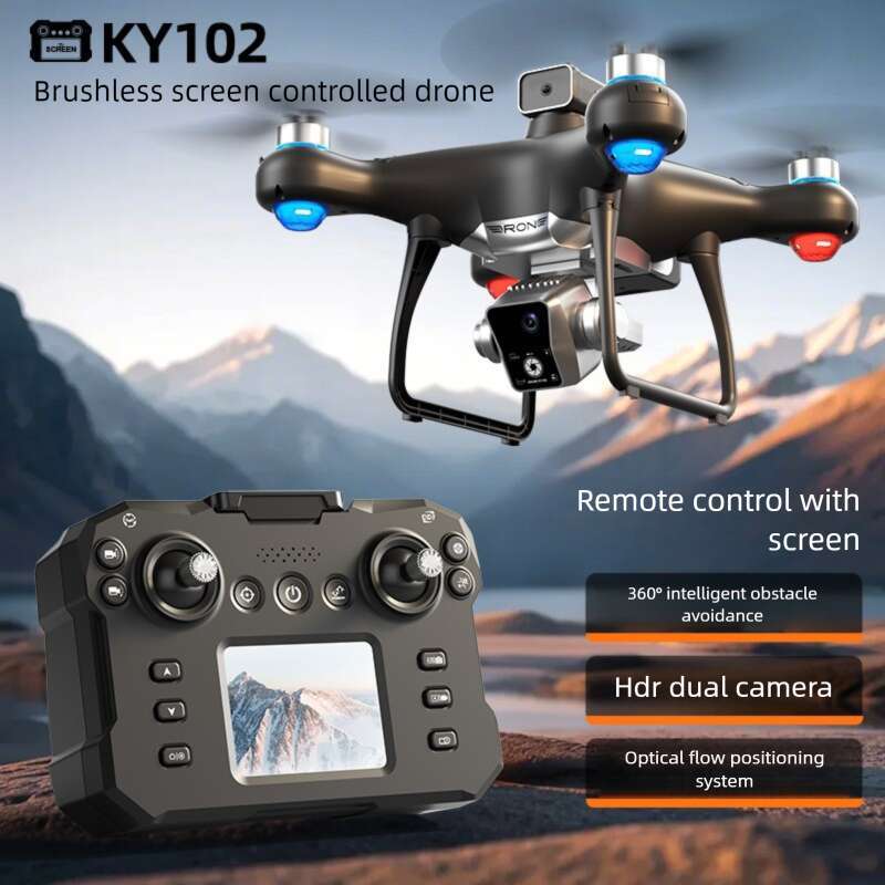 KY102 Genie Drone Brushless Motor Optical Flow Electric Lens HD Aerial Photography Screen Remote Control Quadcopter CKS