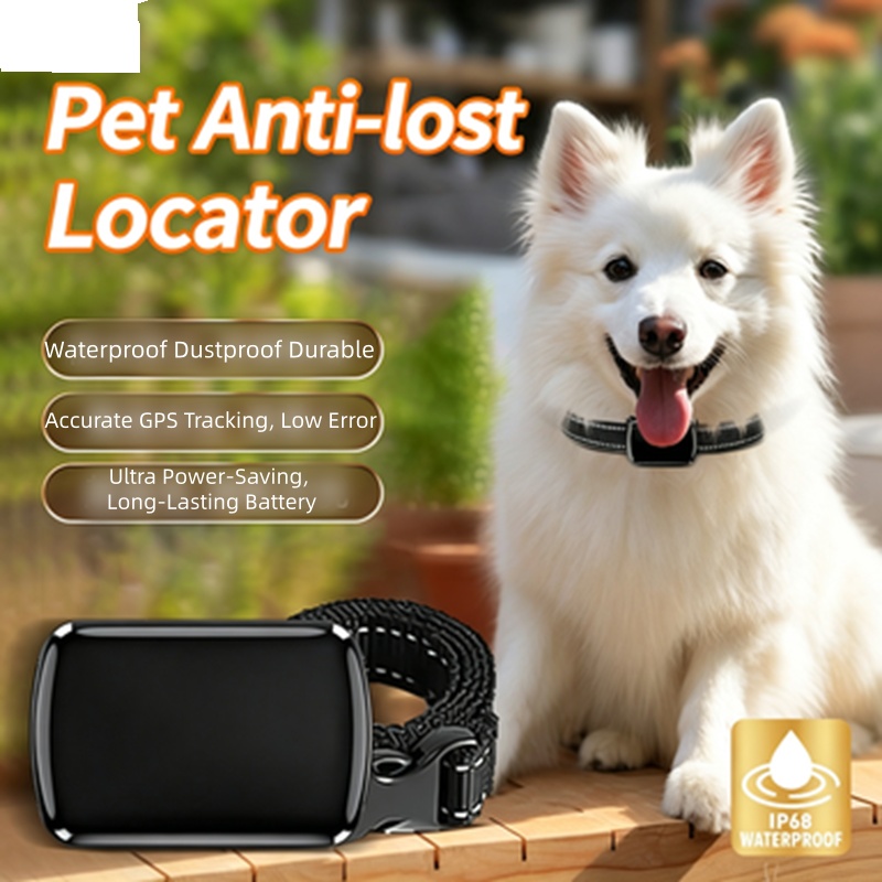 Pet GPS Tracking Collar for Dogs & Cats, Global Real-Time Positioning, Waterproof Dustproof, Works with iOS & Android